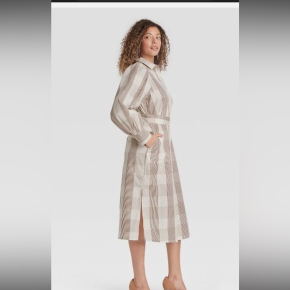 A new day Tie-Waist Shirt Dress in Neutral Stripe - Picture 2 of 12